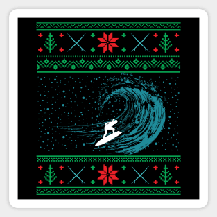 Christmas Surfing Surfboard Surfing Ugly Christmas Magnet